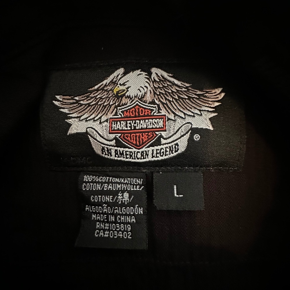 Harley Davidson Shirt Men's Large Black Short Sleeve Work Shirt Embroidered Logo - Picture 9 of 11